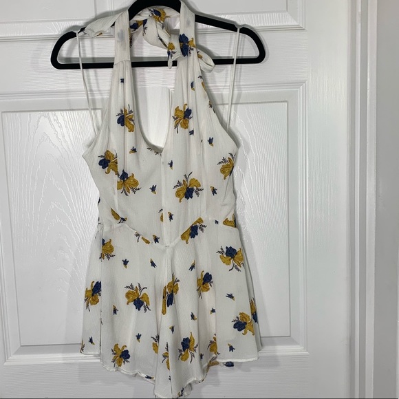 Free People Halter Tie Floral Print Romper Sz 2 - Picture 4 of 8